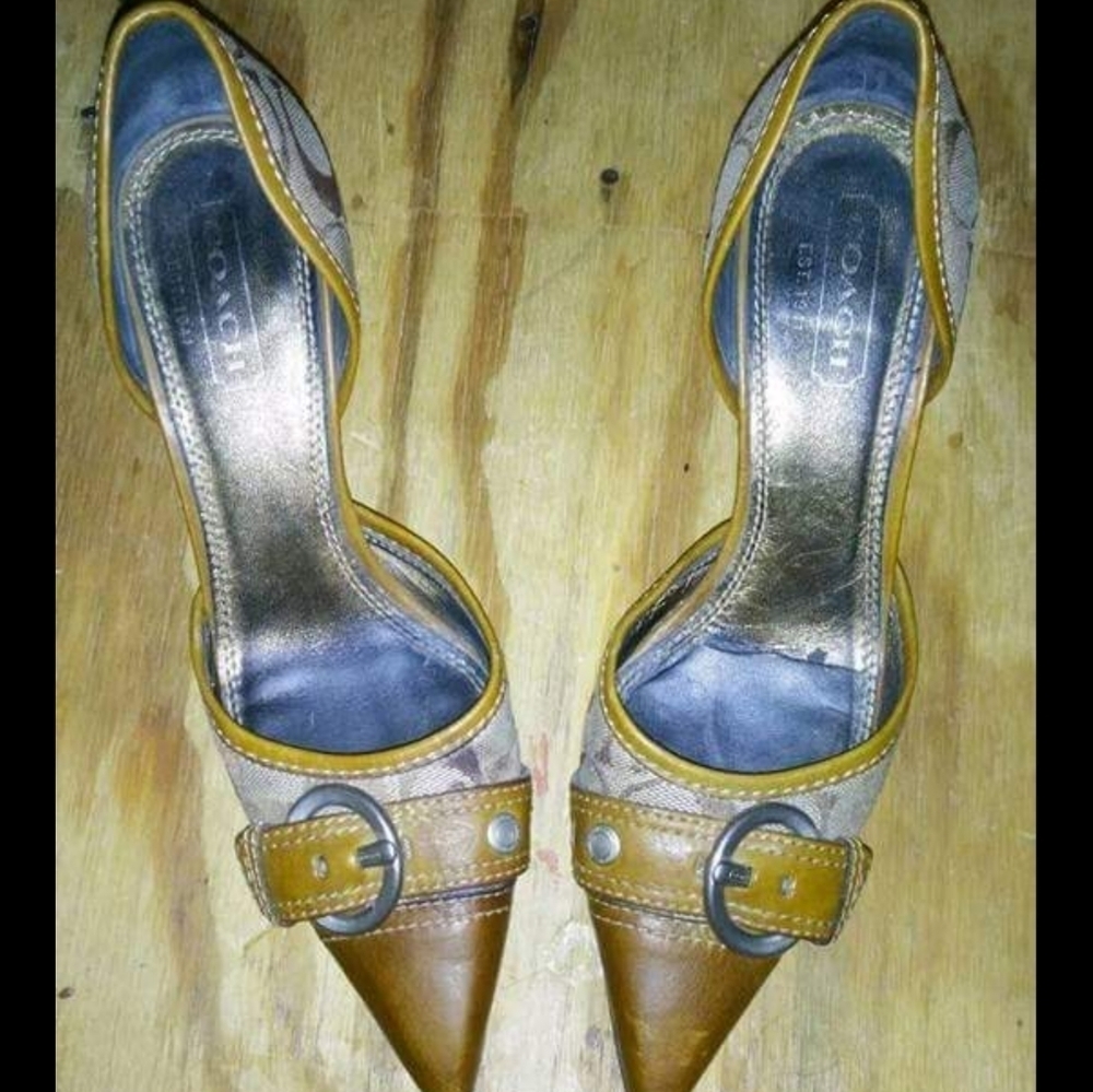 COACH JACQUARD/LEATHER SHOES SIZE 7.5 - Picture 4 of 6
